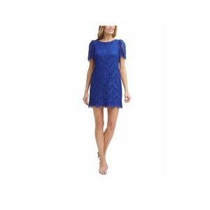 Jessica Howard Blue Lace Sheath Cocktail Dress